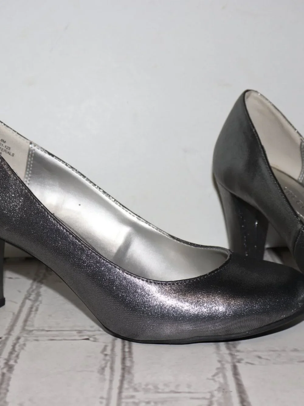 ✨ Laura Ashley Dark Silver Heels · Size 8M · Round‑Toe Pumps